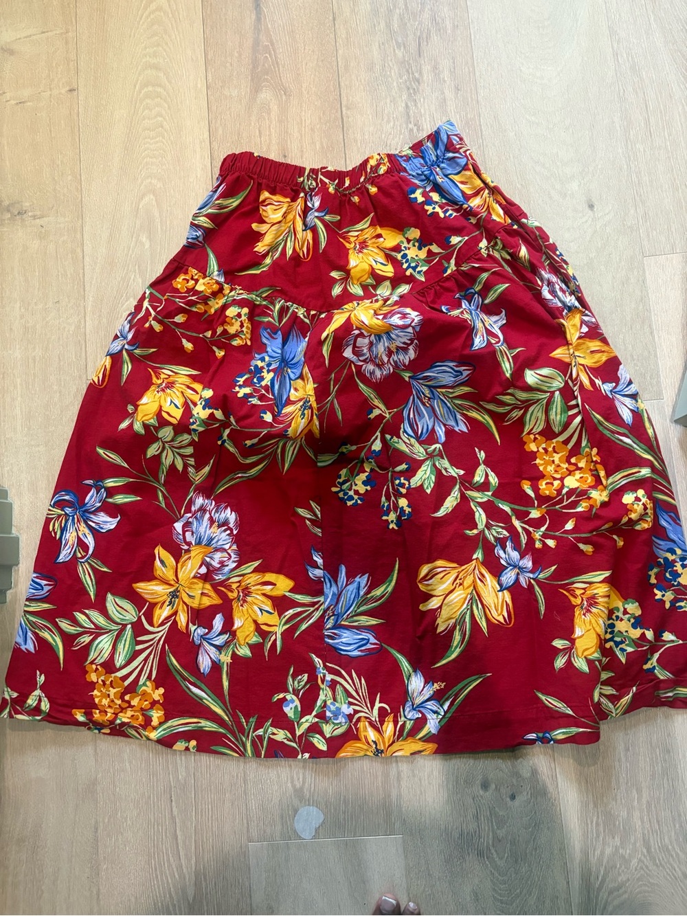 Target Red Tropical Print Elastic Waist Skirt